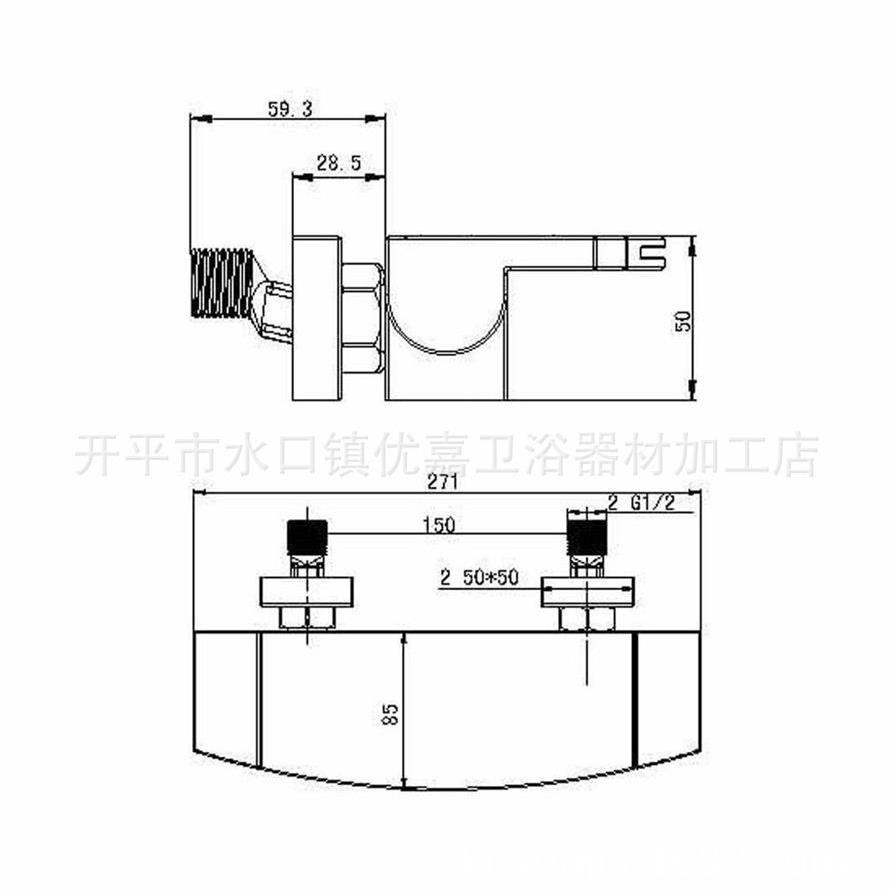 新款直销开平浴缸龙头单功能出水挂墙式瀑布冷热双把淋浴白色6107