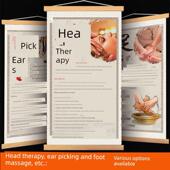 采耳挂画洗脸耳烛背景墙足浴店美容院养生馆装 饰画中医理疗宣传画