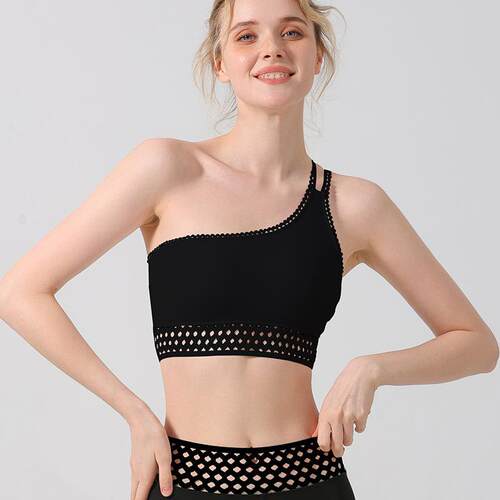 One line slanted shoulder yoga bra, sports and fitness