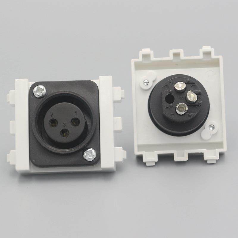 128型母卡农模块大三芯母卡侬话筒插座多媒体面板地插模块占1.5位