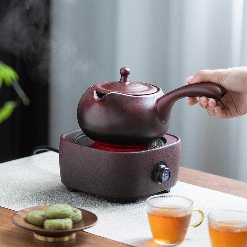 围炉煮茶黑晶炉煮茶壶陶瓷侧把壶煮茶器套装家用耐高温提梁烧水壶