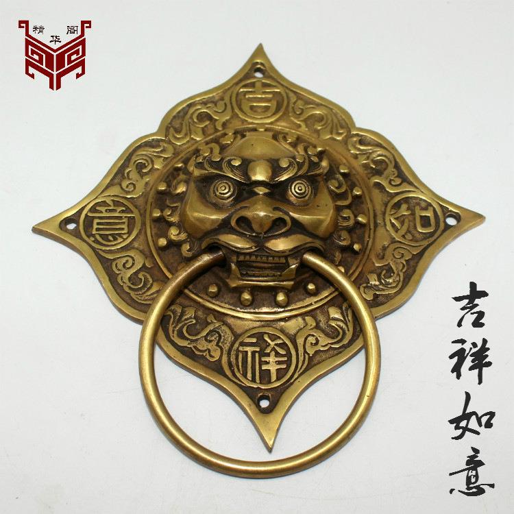 兽头门环拉手古铜狮子头拉手仿古大门复古门环虎头中式装饰拉手环