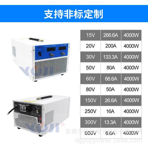 直流电源4000W0-100V0-150V200V300V600V800V充电电源测试大电源