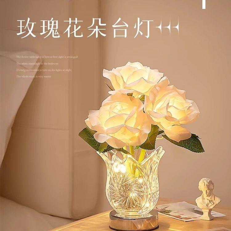 玫瑰花床头古风小夜灯中国风生日礼物送女生房间氛围灯结婚台灯