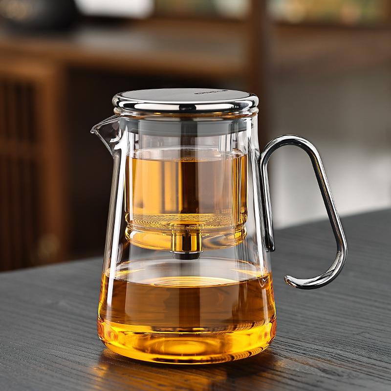 耐高温全玻璃内胆磁吸飘逸杯茶水分离铝合金泡茶壶懒人茶具泡茶器