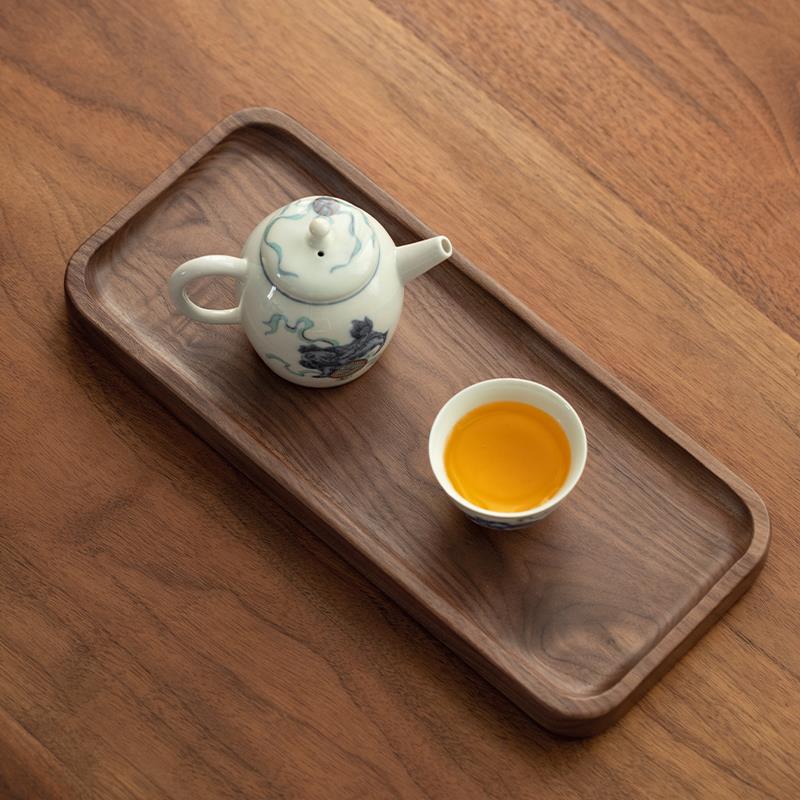 胡桃木托盘茶盘家用实木长方形茶具收纳盘杯子放置盘放茶壶的托盘