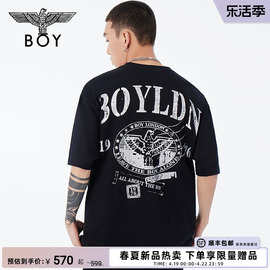 BOYLONDON春夏24男女同款T恤邮票主题烫银时尚潮酷短袖N01073