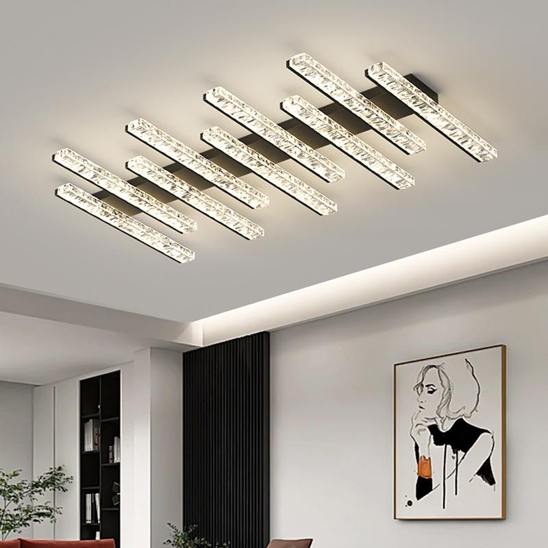 客厅灯轻奢感意式极简冰裂纹北欧线条客厅主灯吸顶灯全屋led灯具