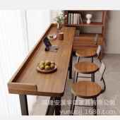 阳台板家用台桌双层实56354165木挡靠靠窗墙窄桌吧长条高低脚长桌