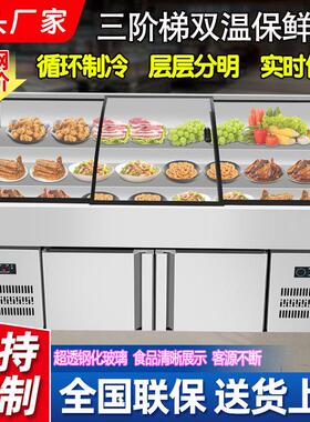 三层阶梯式冷藏冷冻商用展示柜卤菜凉菜阶梯冰台保鲜展示柜点菜柜