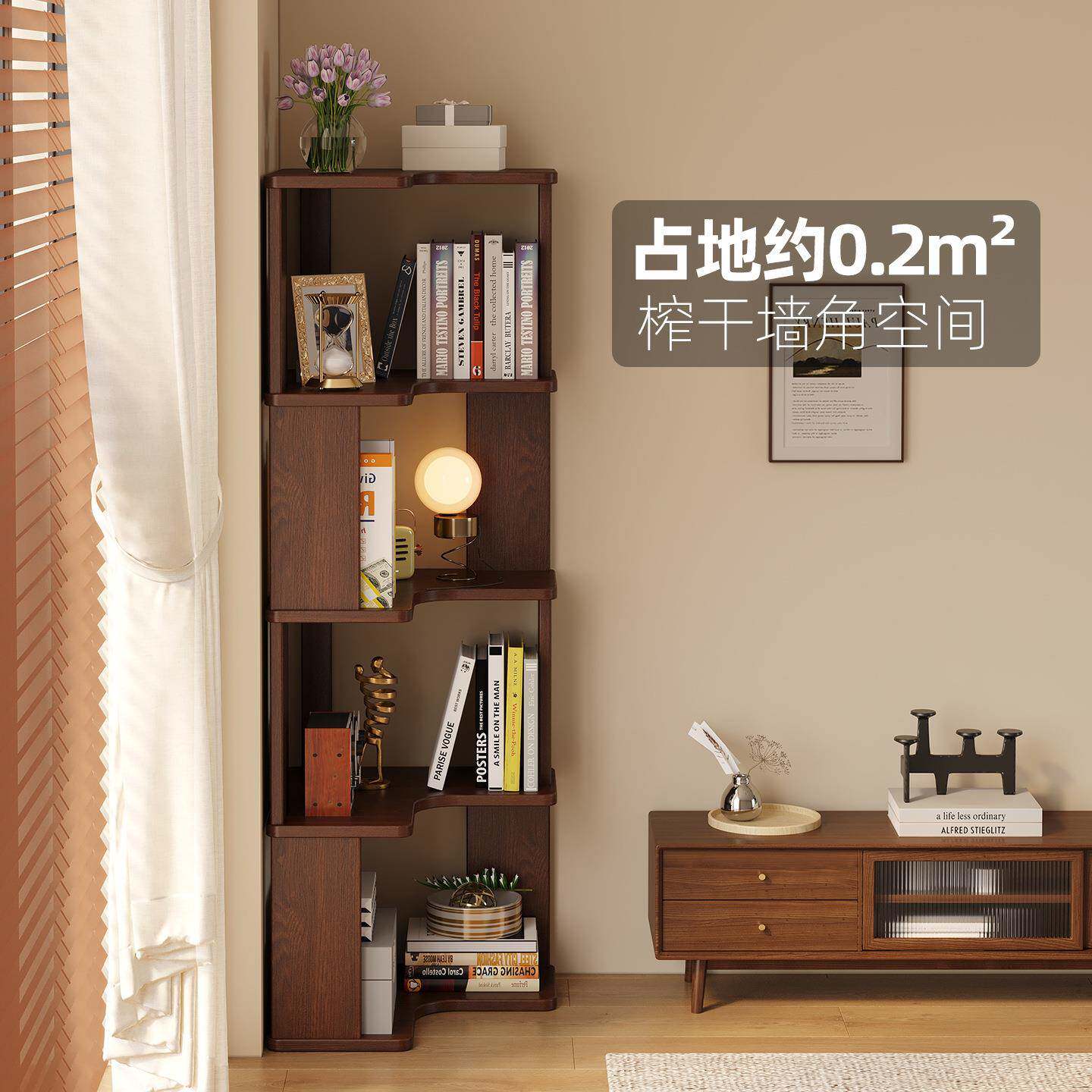 转角书架大量物多层落地置展架靠墙HC-ZJSJ3书柜客厅小角柜阅读收