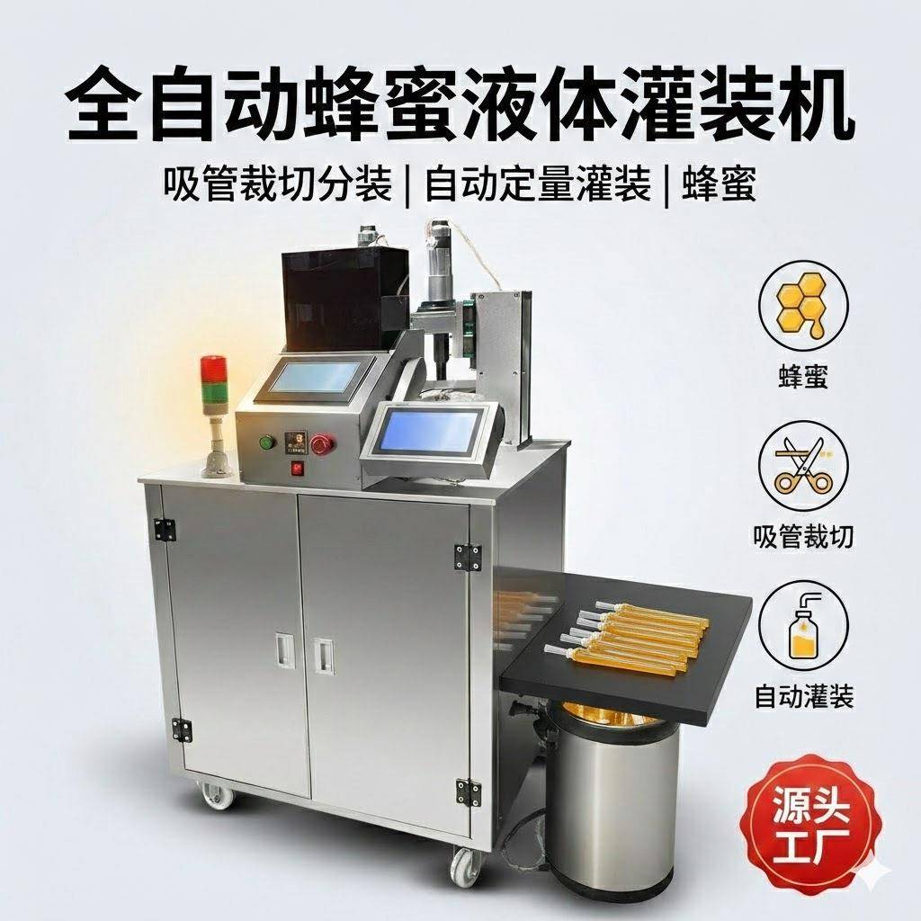 全自动蜂蜜液体灌装机 流体吸管裁切分装自动定量灌装机酱料