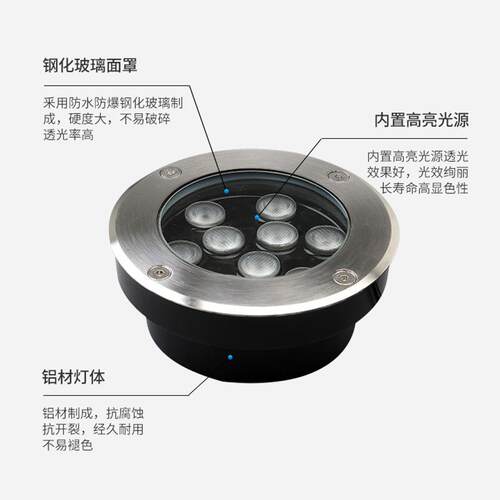 超薄地埋灯嵌入式地灯led射灯户外防水埋地灯草坪灯庭院灯地下灯