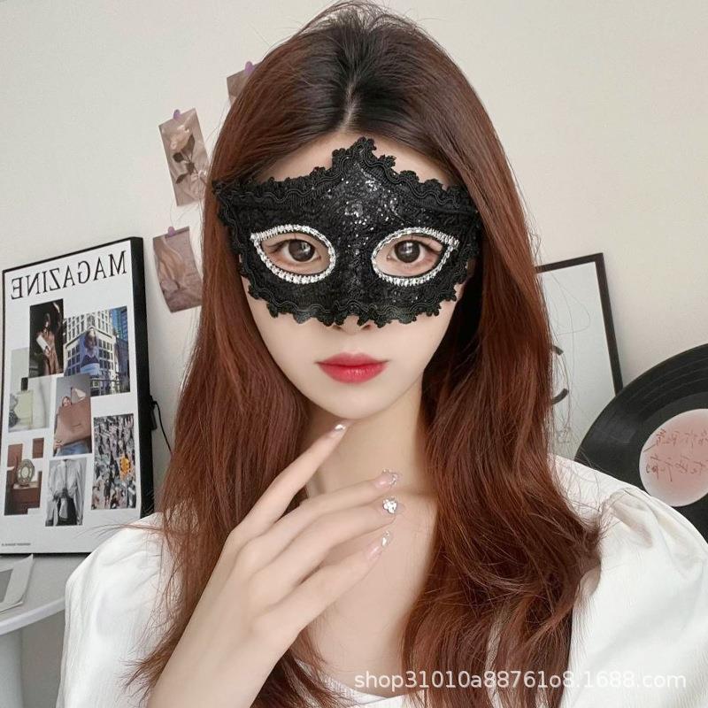 女款半脸蕾丝面具化妆舞会半脸公主COS万圣节表演摄影道具百变