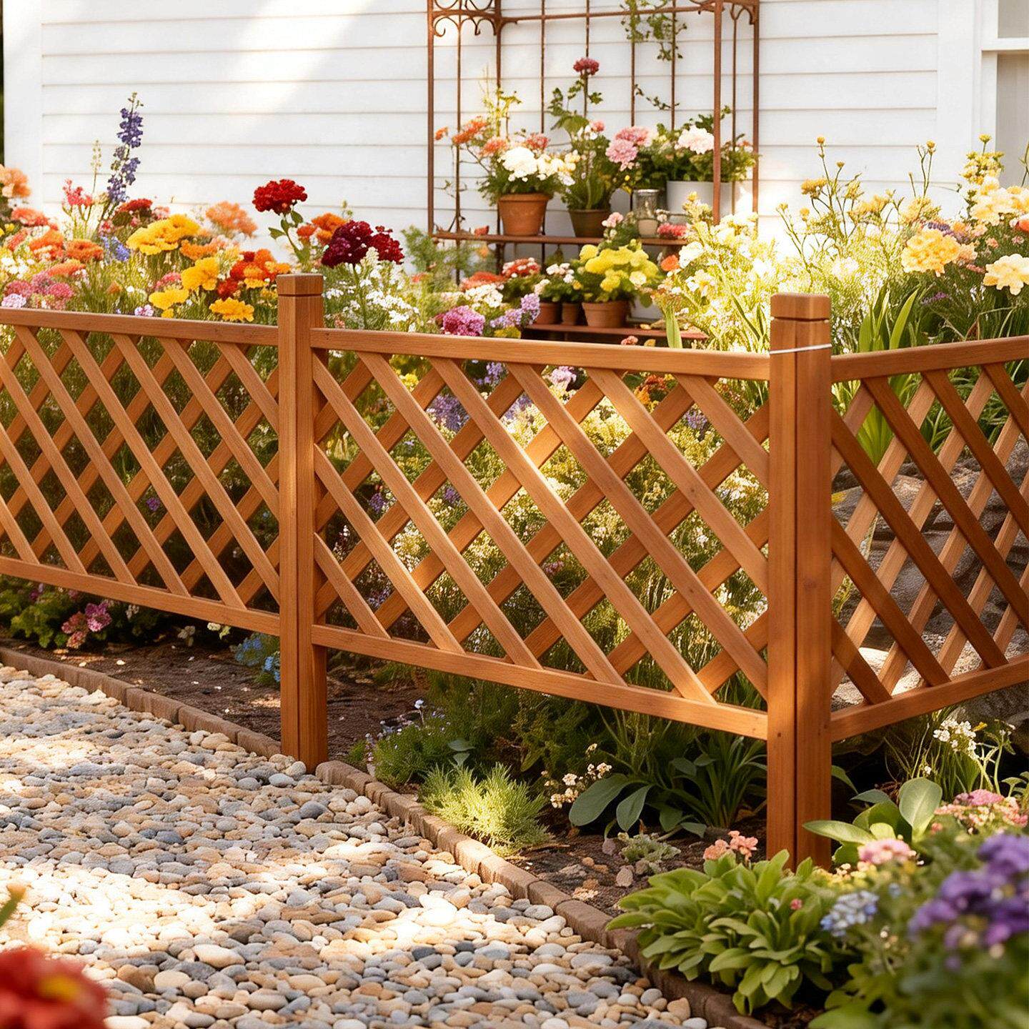 别墅庭院围栏栅栏户外花园绿化护栏装饰网格爬藤架室外防腐木篱笆