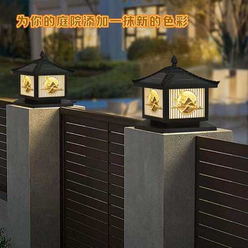 新款太阳能柱头灯户外庭院别墅柱子灯大门两侧室外防水围墙门柱灯