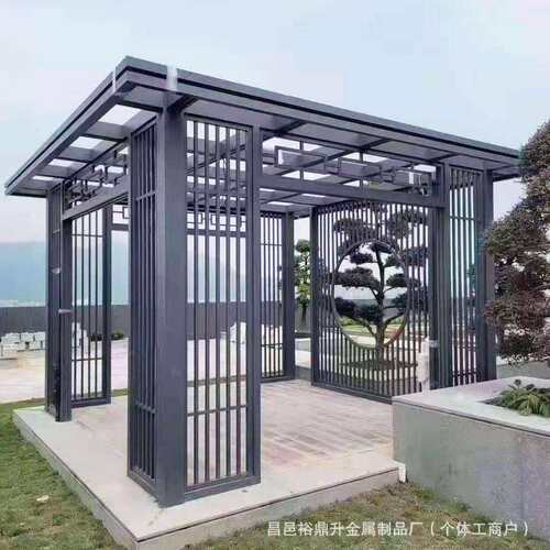 花园景观凉亭户外庭院阳光房室外休闲四角亭新中式铝合金凉亭石雕