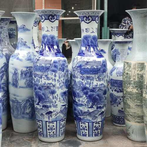 景德镇陶瓷大花瓶 手绘清明上河图陶瓷落地花瓶 室外开业礼品摆件