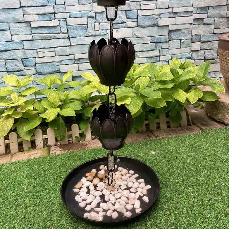 雨链接水盆 装饰接水盘金属下水盆 家居装饰圆形落水盘安装简单