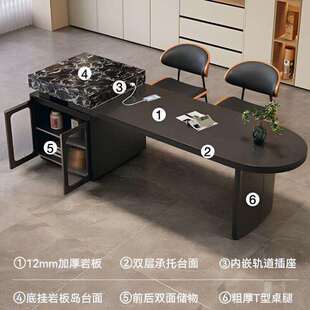 意轻式 岛台餐366桌一体伸小户型户高端岩板缩家用多功能奢大型饭