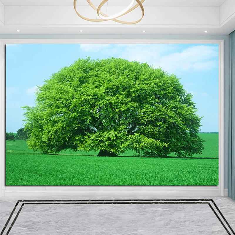 一棵大树招财聚财镇宅风景画客厅餐厅卧室背景墙贴画榕树年画自粘