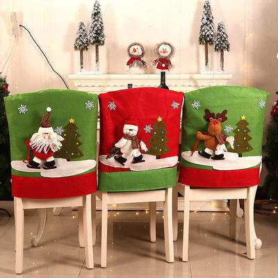 Christmas Decorative Dining Chair Seat Back Covers Santa