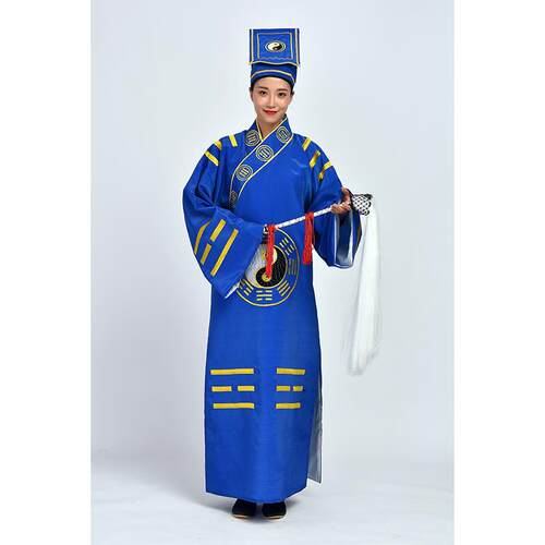 高档道士服男装道袍套装太八武卦经衣中国风道士当极林正英黄刺绣