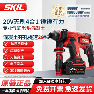 skil1704无刷充电电锤钻20v锂电冲击钻电镐无线 线电动工具锤钻磨