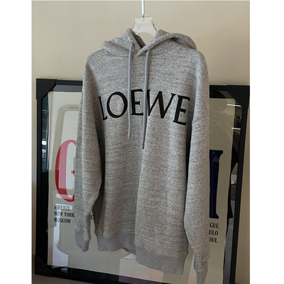 [98新]LOEWE罗意威碳灰色元素字母logo连帽抽绳设计套头卫衣#xs
