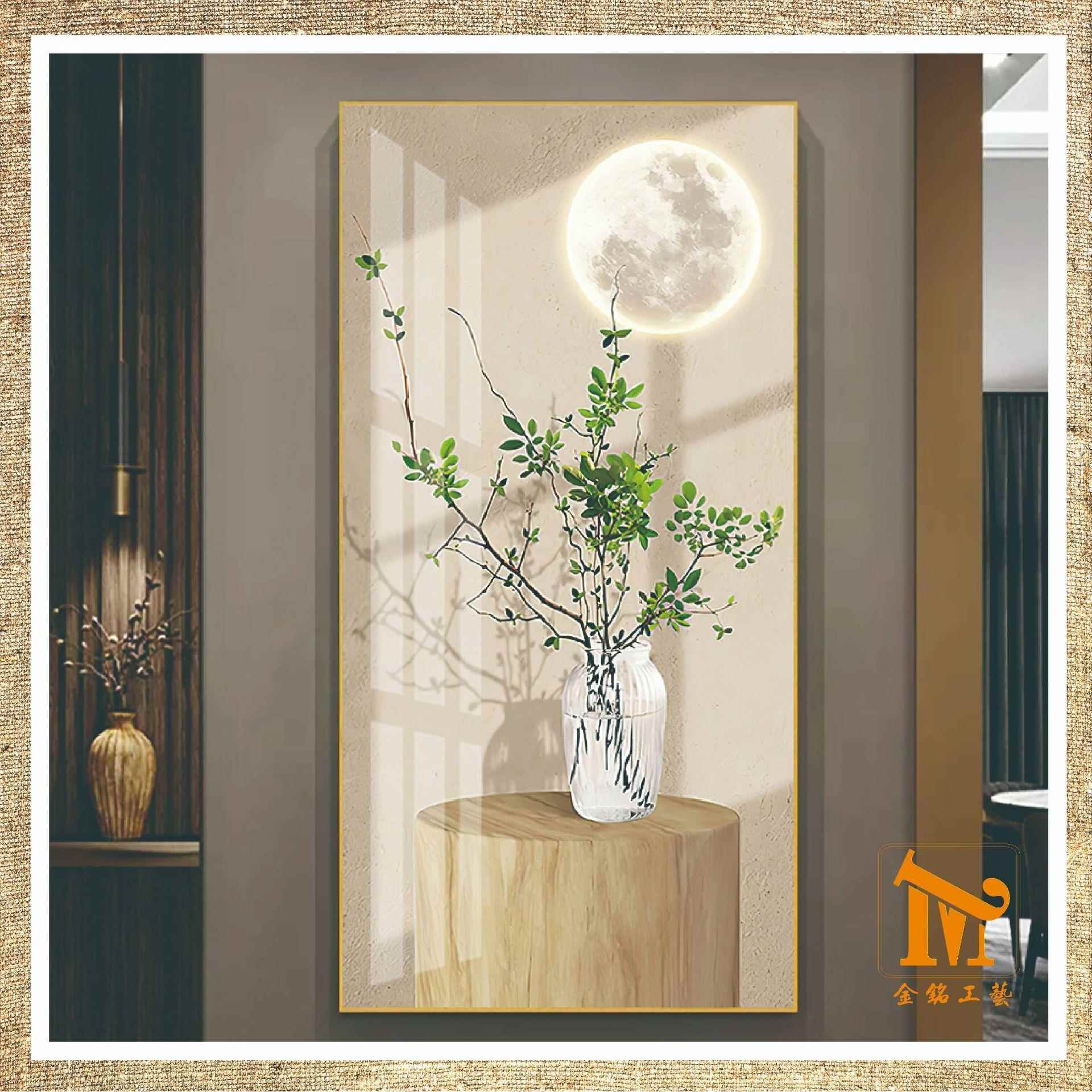 小清新挂式奶油风装饰画走廊楼梯壁画过道挂画绿植玄关画智能灯画