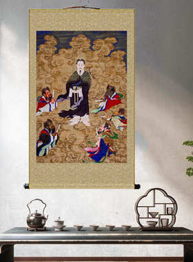五龙捧圣真武大帝画像挂画玄天上帝神像玄关客厅绢布卷轴画五龙王
