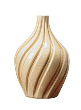 美式复古螺纹陶瓷花瓶摆件插花干花仿真花客厅玄关家居软装装饰品