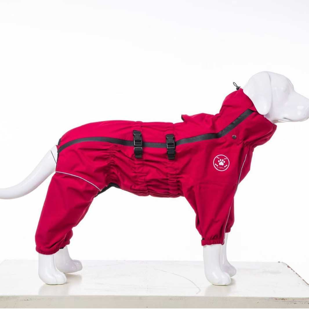 防水帽四脚雨衣萨摩大型犬雨衣阿拉斯加狗狗宠物金毛雨衣连中