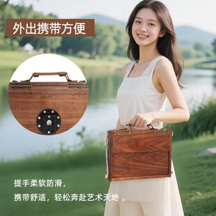 绘岳复古水彩画箱调色板自带铝合金支架可升降户外便携式画箱架