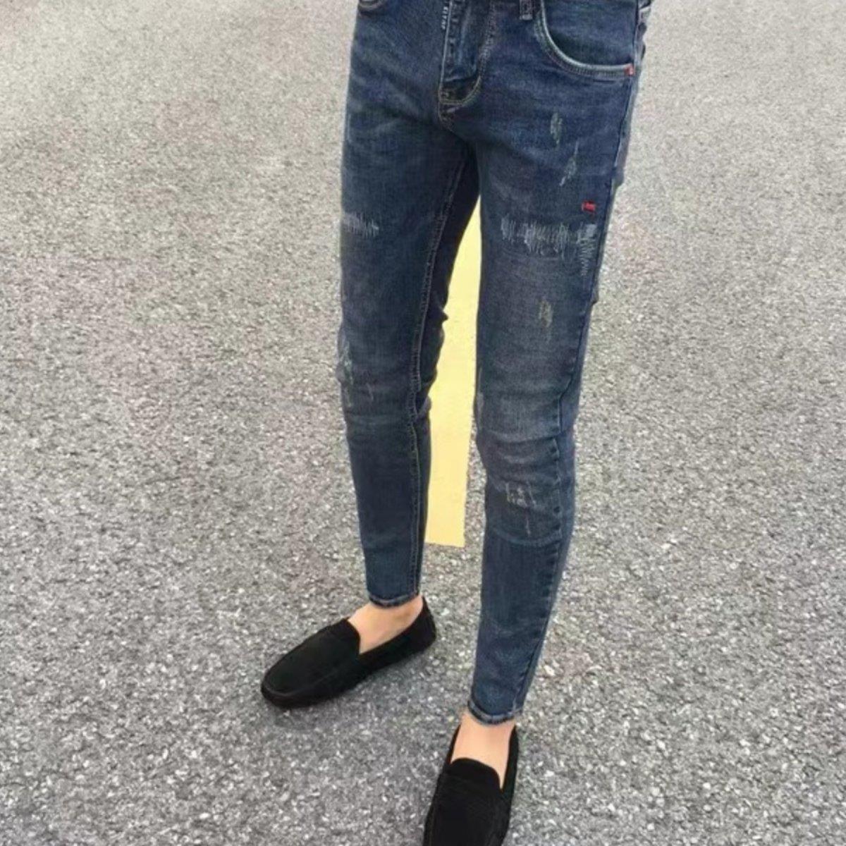 春时尚网红潮流高端修身高质量小脚九分牛仔裤男休闲弹力百搭长裤