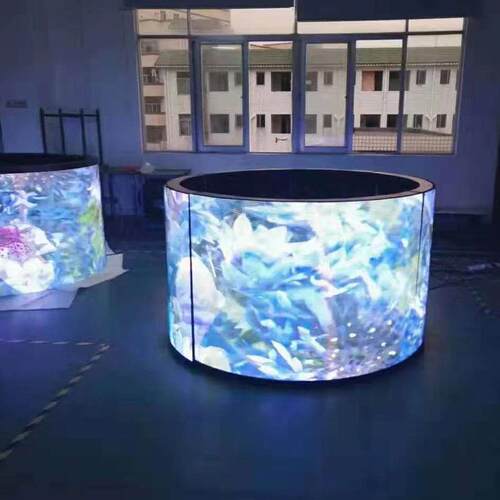 LED电子圆柱屏 P4室内高清全彩机场车站酒店 弧形led全彩显示屏