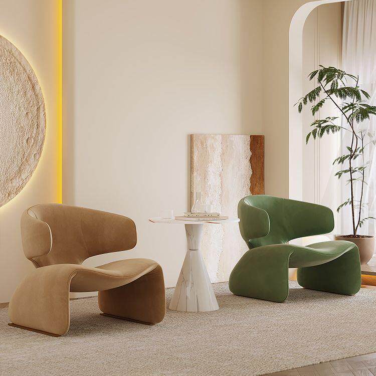 创意网红单人沙发轻奢现代休闲接待沙发椅弧形洽谈桌椅组合休息区