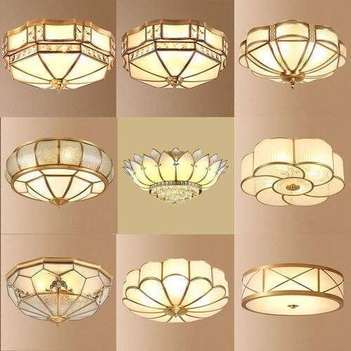 中山室灯具厂美式全铜客led吸顶灯圆形厅灯约现代176简卧房间灯具