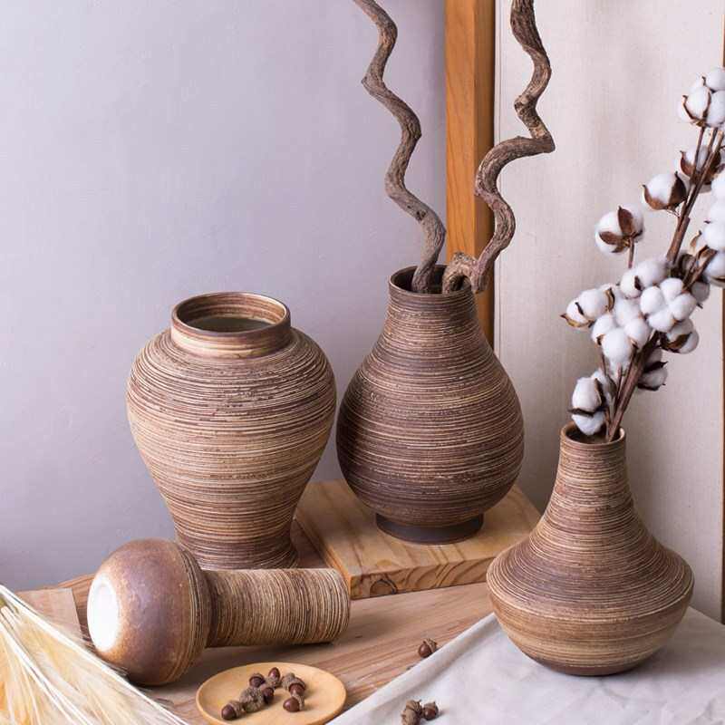 所会花瓶工艺品复古装饰酒店陶瓷器日式插花民俗坛子摆件干支陶罐