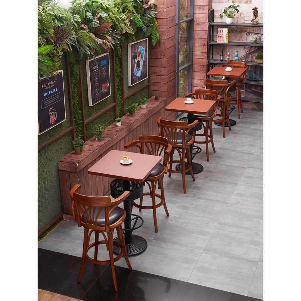 主题餐厅网红甜品奶茶店实木桌椅组合咖啡厅休闲书吧高脚凳吧台椅