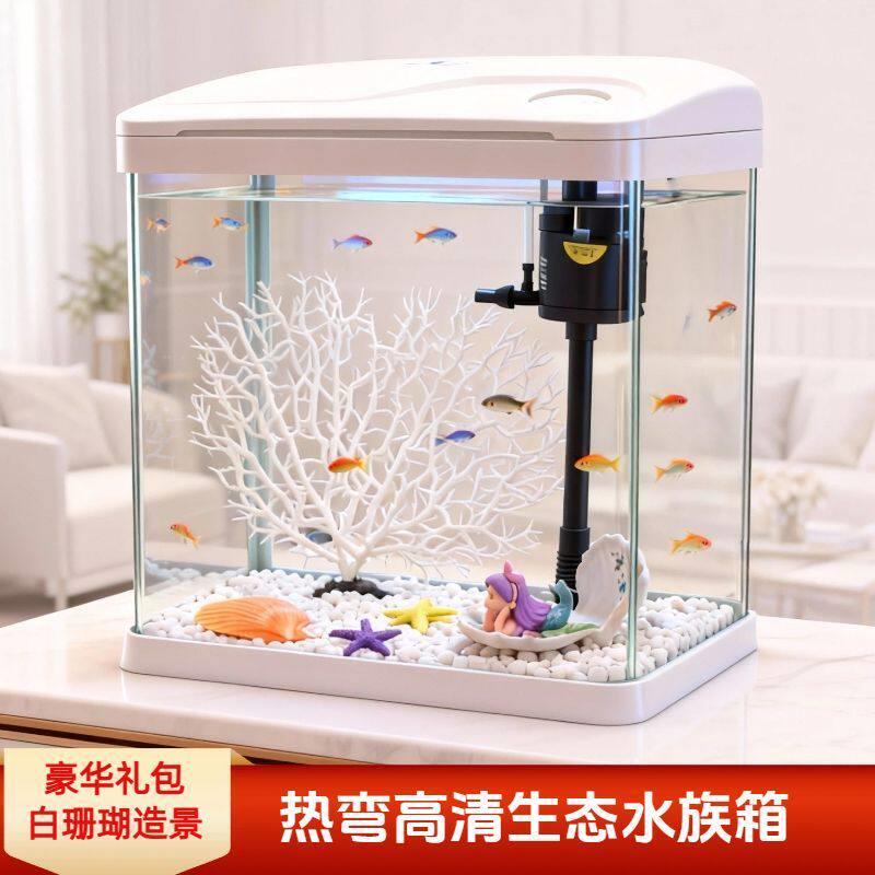 小型免打理生态鱼缸小型客厅换水造景水族箱桌面循环生态懒人玻璃