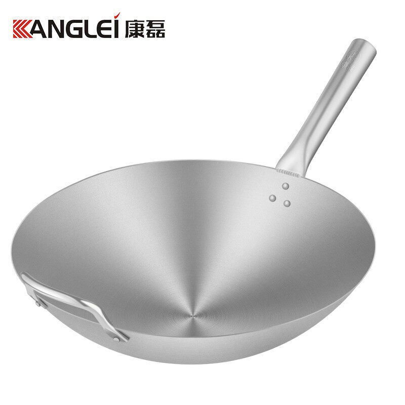 康磊不粘锅炒锅不锈钢炒菜锅家用圆底燃气灶适用厨师商用厨房锅具