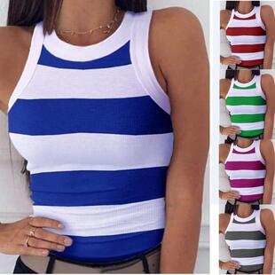 New Fashion Women's Round Neck Graphic Vest Sexy Summer