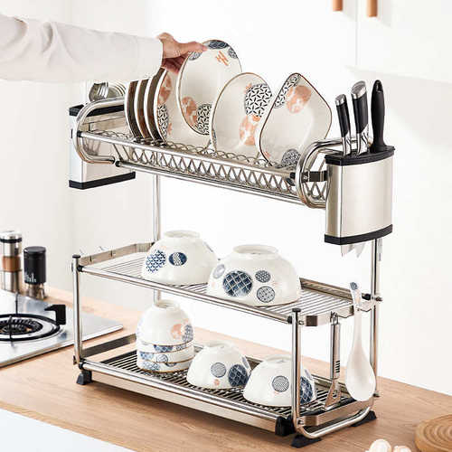 厨房沥水架碗架置物架台面多层碗碟架沥水收纳架刀架碗碟沥水碗架