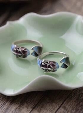 Vintage Lucky Koi Fish Cyprinoid Open Ring For Women Fashion