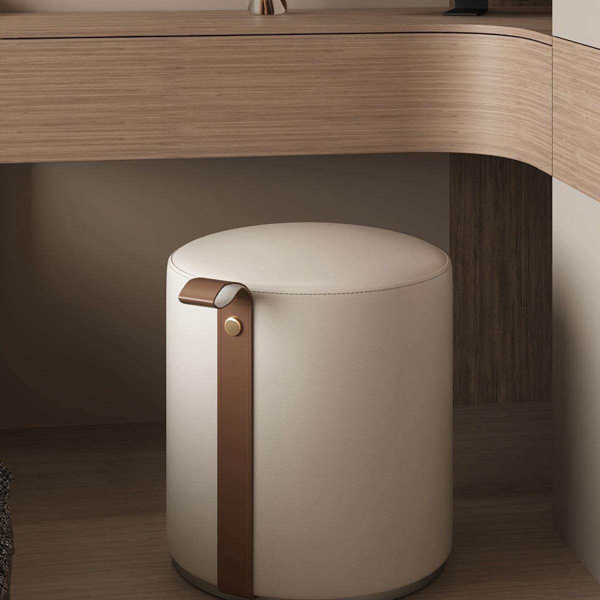 三梦化妆凳轻奢感主卧室化妆椅梳妆台单独凳子实木圆凳梳妆凳