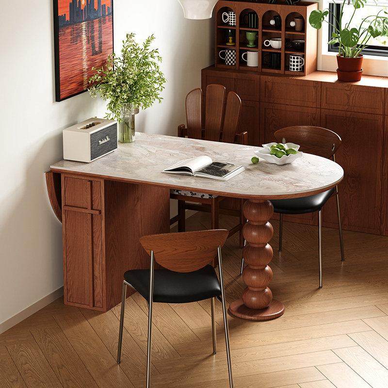 中古法式岩板收纳岛台一体折叠餐桌家用椭圆形小户型现代简约实木,住宅家具,岩板餐桌,淘宝优惠券,粉丝福利购,淘宝优惠卷