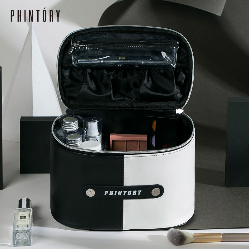 phintory化妝包女大容量雙層簡約手提旅行多功能氣質(zhì)化妝品收納包