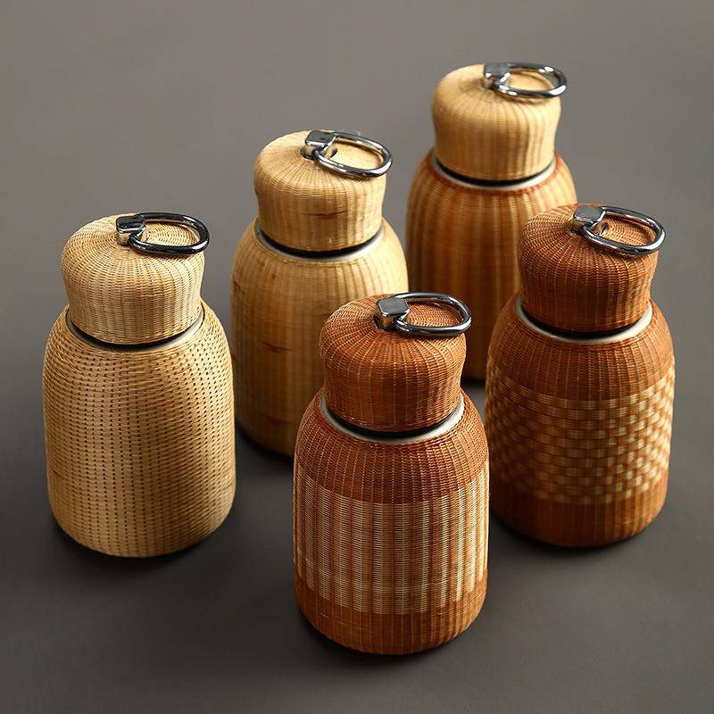 保温杯 瓷胎竹编 竹子 茶水杯 高档茶杯 非遗手工不锈钢 扣瓷扣丝