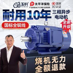 2.2 1.5 1.1 7.5KW电机380V三相 5.5 全铜三相异步马达0.75